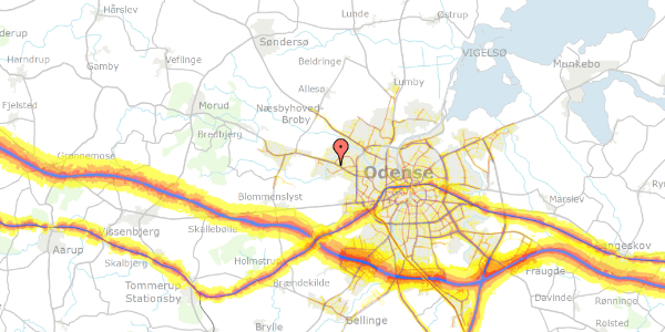 Trafikstøjkort på Rydsåvej 65, 5210 Odense NV