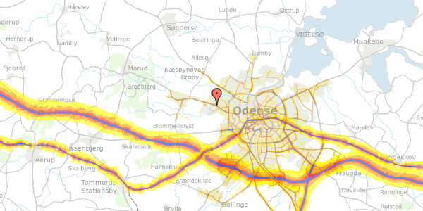 Trafikstøjkort på Rydsåvej 66E, st. 9, 5210 Odense NV