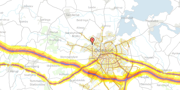 Trafikstøjkort på Rypebakken 52, 5210 Odense NV