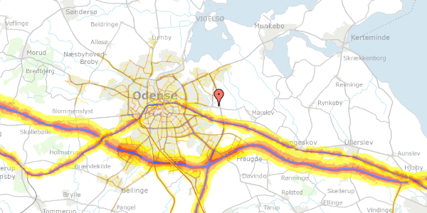 Trafikstøjkort på Ryttervejen 8, 5240 Odense NØ