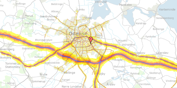 Trafikstøjkort på Rødegårdsvej 162, st. th, 5230 Odense M