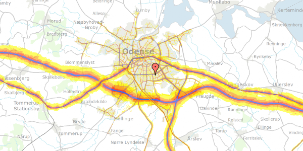 Trafikstøjkort på Rørbækvej 10, 5230 Odense M