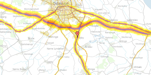 Trafikstøjkort på Sandkæret 15, 1. 1, 5260 Odense S