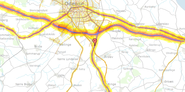 Trafikstøjkort på Sandkæret 40, 5260 Odense S