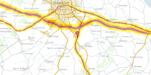 Trafikstøjkort på Sandkæret 126, 5260 Odense S