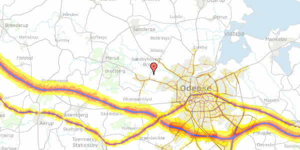 Trafikstøjkort på Sandvadgyden 44, 5210 Odense NV