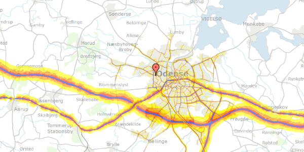 Trafikstøjkort på Saxovej 124, 5210 Odense NV