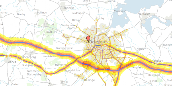 Trafikstøjkort på Saxovej 152, 5210 Odense NV