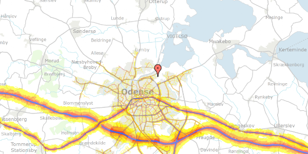 Trafikstøjkort på Skibhusvej 410, 5000 Odense C