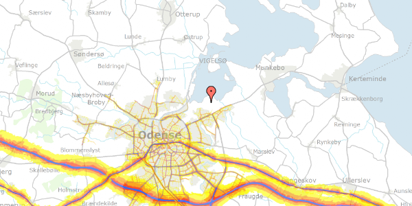 Trafikstøjkort på Skovvej 14, 5240 Odense NØ