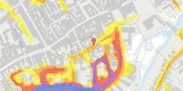 Trafikstøjkort på Skt. Knuds Kirkestræde 11, 5000 Odense C