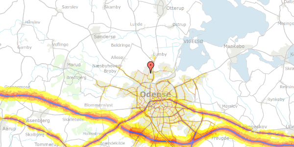 Trafikstøjkort på Sleppevangen 25, 5270 Odense N