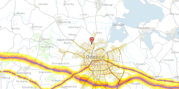 Trafikstøjkort på Sleppevangen 57, 5270 Odense N