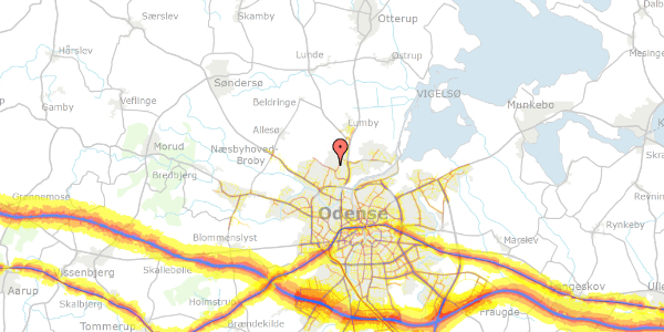 Trafikstøjkort på Sleppevangen 73, 5270 Odense N