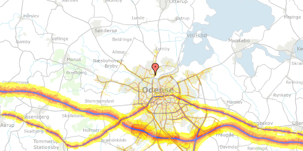 Trafikstøjkort på Slettensvej 75, 5270 Odense N