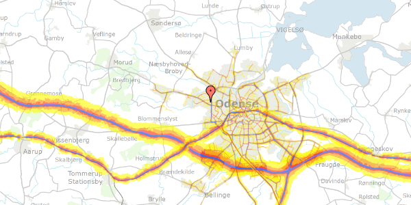 Trafikstøjkort på Solgårdsvej 70, 5210 Odense NV