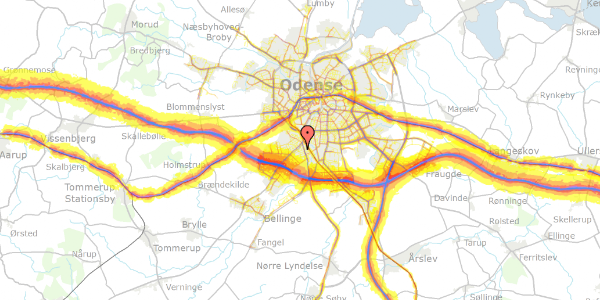 Trafikstøjkort på Sorgenfri Allé 28, 5250 Odense SV