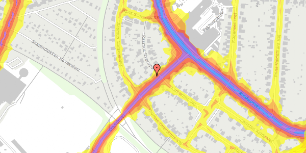 Trafikstøjkort på Rasmus Nyerups Vej 2B, 5000 Odense C