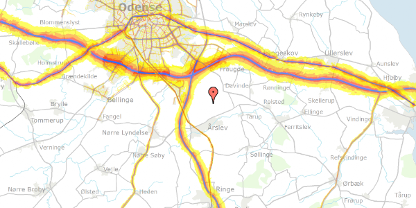 Trafikstøjkort på Stavkærvej 156, 5220 Odense SØ