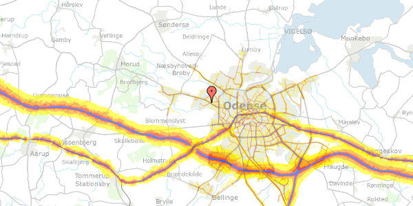 Trafikstøjkort på Stellavej 21, 5210 Odense NV