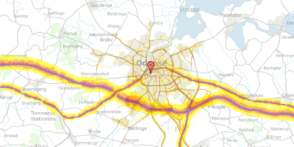 Trafikstøjkort på Store Glasvej 29, st. , 5000 Odense C