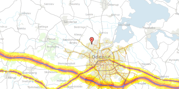 Trafikstøjkort på Storkeløkken 9, 5270 Odense N