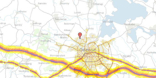 Trafikstøjkort på Storkeløkken 61, 5270 Odense N