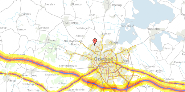 Trafikstøjkort på Storkeløkken 95, 5270 Odense N