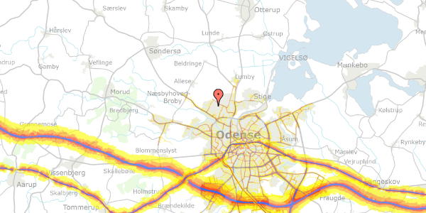 Trafikstøjkort på Storkeløkken 139, 5270 Odense N