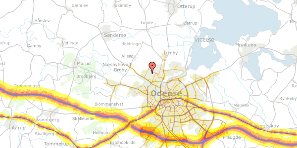 Trafikstøjkort på Storkeløkken 157, 5270 Odense N