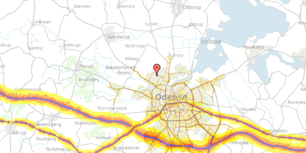 Trafikstøjkort på Storkeløkken 161, 5270 Odense N