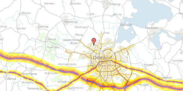 Trafikstøjkort på Storkeløkken 173, 5270 Odense N