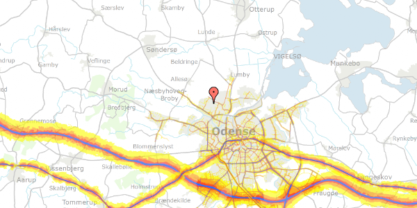 Trafikstøjkort på Storkeløkken 179, 5270 Odense N