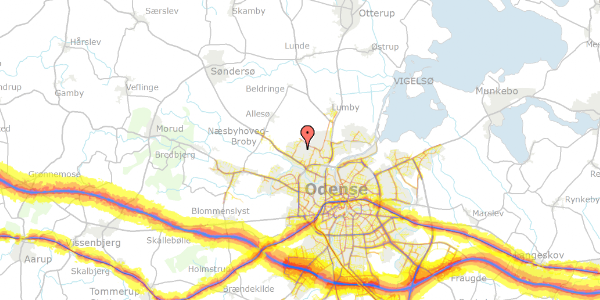 Trafikstøjkort på Storkeløkken 183, 5270 Odense N