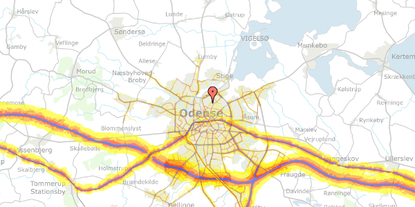 Trafikstøjkort på Strynøgade 4, 1. th, 5000 Odense C