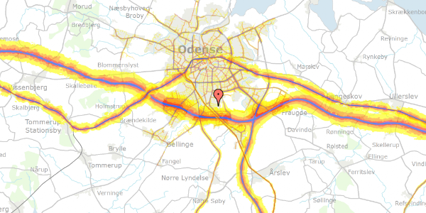 Trafikstøjkort på Stubhøjvej 14, 5260 Odense S