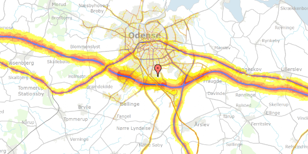 Trafikstøjkort på Stubhøjvej 15, 5260 Odense S