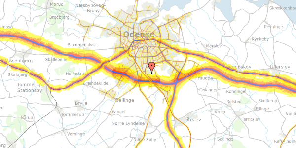 Trafikstøjkort på Stubhøjvej 19, 5260 Odense S