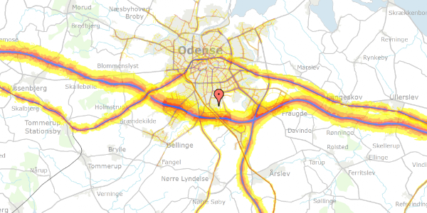 Trafikstøjkort på Stubhøjvej 33, 5260 Odense S