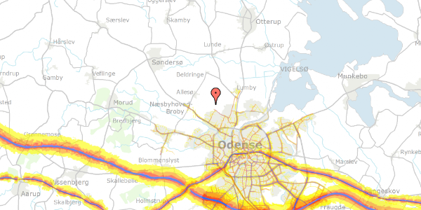 Trafikstøjkort på Søhusvej 168, 5270 Odense N