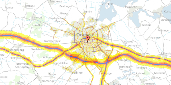 Trafikstøjkort på Søndergade 16, 1. , 5000 Odense C