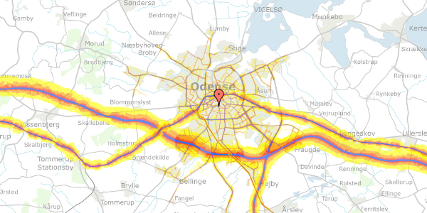 Trafikstøjkort på Søndergade 34B, 1. , 5000 Odense C