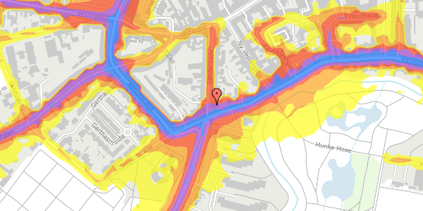 Trafikstøjkort på Søndergade 38, st. , 5000 Odense C