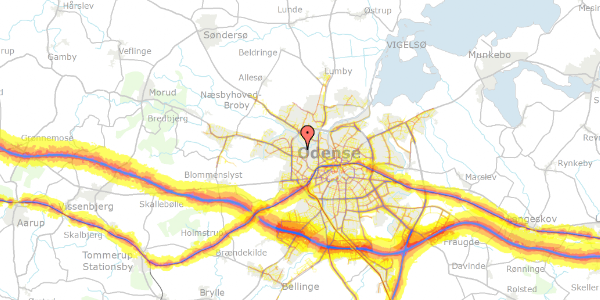 Trafikstøjkort på Tarupvej 30, 5210 Odense NV