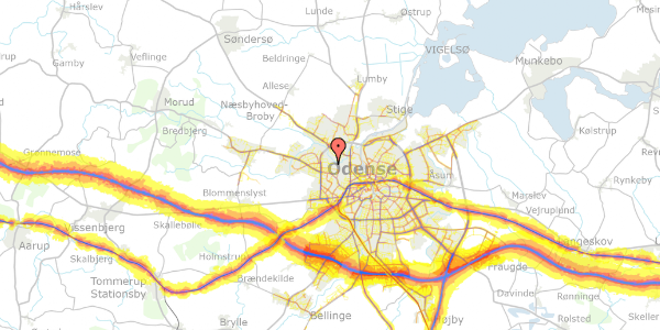 Trafikstøjkort på Tarupvej 34, 5210 Odense NV