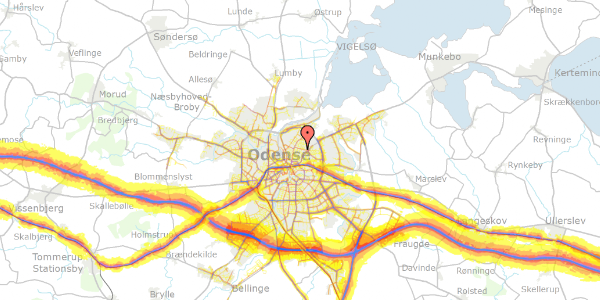 Trafikstøjkort på Teisensvej 55, 5000 Odense C