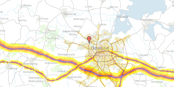 Trafikstøjkort på Ternevej 27, 5210 Odense NV