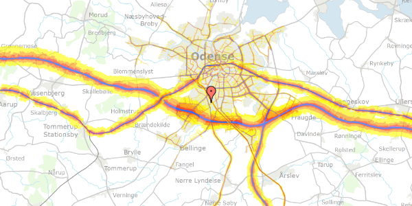 Trafikstøjkort på Thordahls Allé 29, 5250 Odense SV