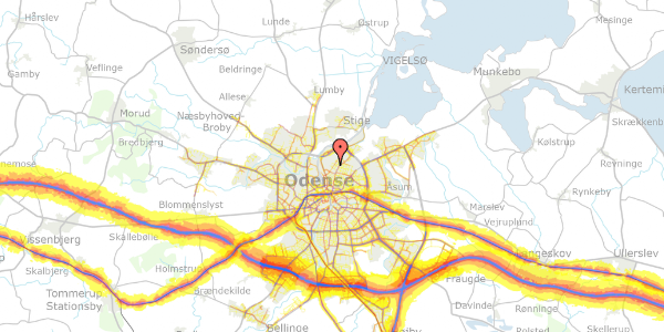 Trafikstøjkort på Thurøgade 7, 1. , 5000 Odense C