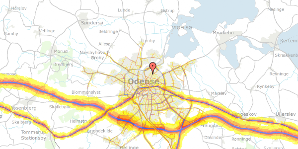 Trafikstøjkort på Thurøgade 22, 1. , 5000 Odense C